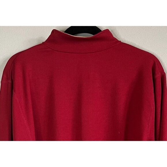 L.L.Bean Men Red/Tan Long Sleeve 1/4 Zip Mock Neck Pullover Top Medium - Picture 4 of 9